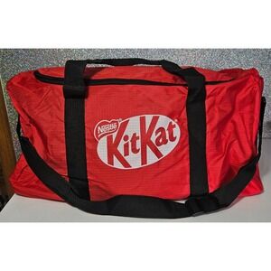 NESTLE KitKat Vintage Duffel/Duffle Bag Red Ripstop Nylon Travel Gym Bag Slogan